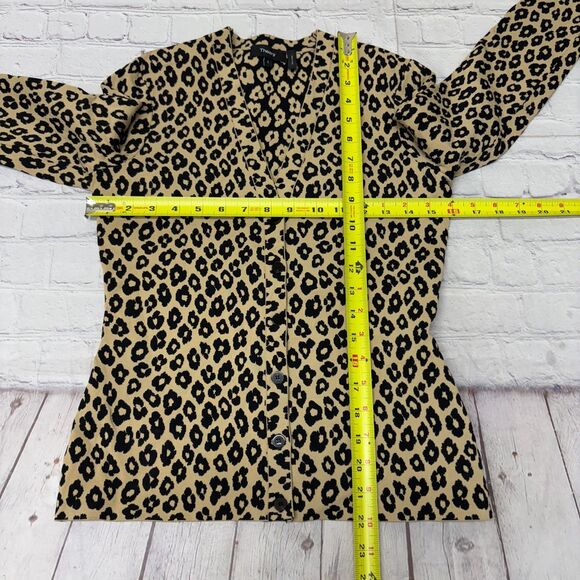 Theory Women Long Sleeve Knit Cardigan Sweater Size Small Animal Print D061 -19 - Picture 2 of 15